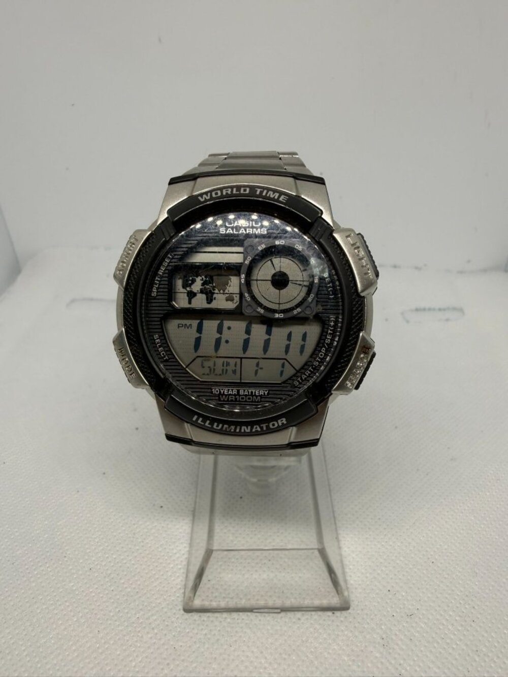 Casio Illuminator AE1000W Men's 45mm World Map Digital Sport Watch 100M